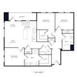A floor plan of a 1,247 square foot home.