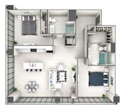 B1A Floor Plan at 220 Meridian, Indianapolis, IN 46204