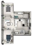 B3 Floor Plan at 220 Meridian, Indianapolis, IN 46204