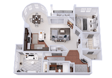 a floor plan of a house with a bedroom and a living room
