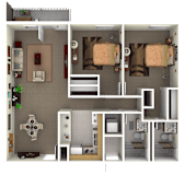2Bed floorplan with balcony
