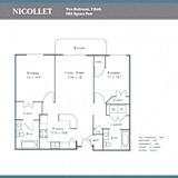 a floor plan of a unit with two bedrooms and two baths
