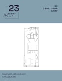 1B1B Floor Plan at 23 West Apartments, Philadelphia, Pennsylvania