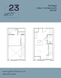 B2 Right Floor Plan at 23 West Apartments, Pennsylvania, 19123