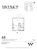 Studio Floor Plan A3 at The Weaver, Philadelphia, 19125