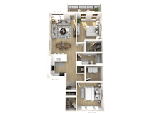 B1 Floor Plan at Upper Vue Flats, Ohio