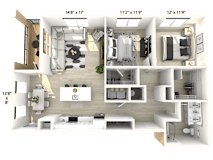 2 bed 1 bath B at Luxe 360 on Centerpointe Apartments, Virginia