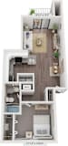 1 bed one bathroom floorplan with balcony at Byron Lakes Apartments, Byron Center, 49315