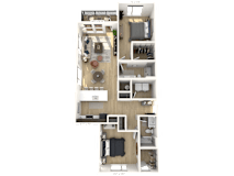 D1-2 Floor Plan at Upper Vue Flats, Dublin, OH