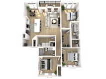 E1 Floor Plan at Upper Vue Flats, Dublin, 43016