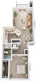 Traditional One Bedroom Floor Plan at The Highlands Apartments, Elkhart, Indiana