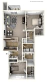 2-Bed/2-Bath, Huron Floor Plan