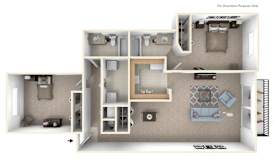 2-Bed/2-Bath, Lupine Floor Plan at Timberlane Apartments, Peoria
