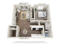 bedroom floor plan at Cordoba Apartments, Farmington Hills, Michigan