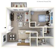 1-Bed/1-Bath, Orchid Floor Plan at Stone Ridge, Wixom, 48393
