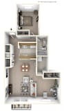 1-Bed/1-Bath, Peony Deluxe Floor Planat Northport Apartments, Macomb, MI
