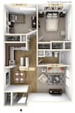 Roseland Two Bedroom Floor Plan at Windsor Place, Michigan, 48423