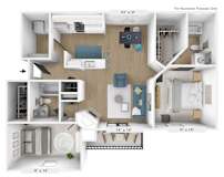 2 bedroom 2 bathroom Floor plan A at Sundance Apartments, Indianapolis, Indiana