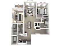 The Capital - 2 BR 2 BA Floor Plan at Alexandria of Carmel Apartments, Indiana