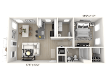 The Diplomat - 1 BR 1 BA Floor Plan at Alexandria of Carmel Apartments, Carmel, Indiana