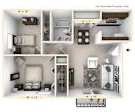 The Dove - 2 BR 1 BA Floor Plan at Pheasant Run, Lafayette