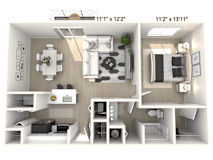 The Independence - 1 BR 1 BA Floor Plan at Alexandria of Carmel Apartments, Carmel, IN
