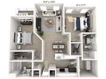 The Liberty - 2 BR 2 BA Floor Plan at Alexandria of Carmel Apartments, Carmel, IN