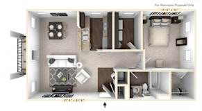 The Napa - 1 BR 1 BA Floor Plan at Bella Vista Apartments, Fishers, 46038