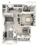The Opus - 1 BR 1 BA Floor Plan at Bella Vista Apartments, Fishers, IN, 46038