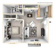 The Quail Run - 1 BR 1 BA Floor Plan at Pheasant Run, Indiana, 47909