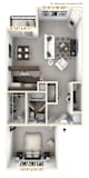 The Schooner - 1 BR 1 BA Floor Plan at WaterFront Apartments, Virginia Beach, VA, 23453