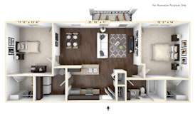 The Sonoma - 2 BR 1 BA Floor Plan at Bella Vista Apartments, Fishers