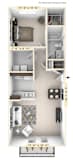 The Tyler - 1 BR 1 BA Floor Plan at Enclave Apartments, Midlothian, 23114