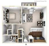 The Lancaster - 1 BR 1 BA Floor Plan at Brickshire Apartments, Indiana