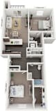 Two Bedroom 3D Floor Plan at Trade Winds Apartment Homes in Elkhorn, NE