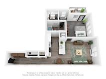 Aspen Floor Plan at Uptown Square Apartments, Troy, MI, 48083