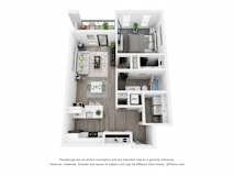 Elm Floor Plan at Uptown Square Apartments, Troy, 48083