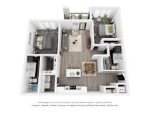 2 Bed 2 Bath Spruce Layout at Uptown Square Apartments, Troy, MI, 48083