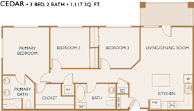 Cedar Floorplan at Aviara Apartments, San Jose, CA