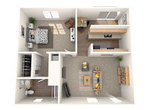 1 Bed 1 Bath Floorplan A at Nola 624, West Covina