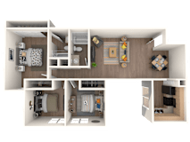 Oak Floor Plan at Verandas Apartments, West Covina