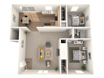 2 Bed 1 Bath Floorplan A at Nola 624, California