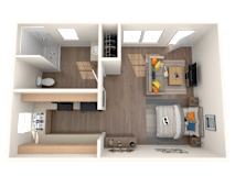 1 Bed 1 Bath Floorplan at Nola 624, California, 91790