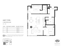A black and white image of a 2 bedroom apartment floor plan.