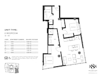 A floor plan of a 2 bedroom apartment with a detailed description of each room and its dimensions.