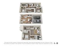 Apartment floor plans are artist's renderings and not all features are available in every apartment.