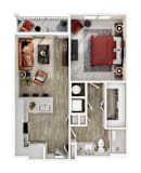 A series of images showing different views of a modern, minimalist living space.