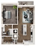 Skye Suwanee Town Center Apartments in Suwanee, Georgia One Bedroom Floor Plan