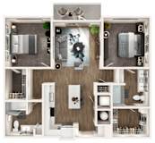 Skye Suwanee Town Center Apartments in Suwanee, Georgia Two Bedroom Floor Plan