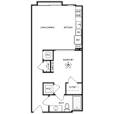 Axis Midtown Apartments in Atlanta, Georgia One Bedroom Floor Plan